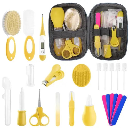 Baby Healthcare and Grooming Kit for Newborn Kids, 24PCS Upgraded Safety Baby Care Kit, Newborn Nursery Health Care Set, Baby Care Products (Yellow)