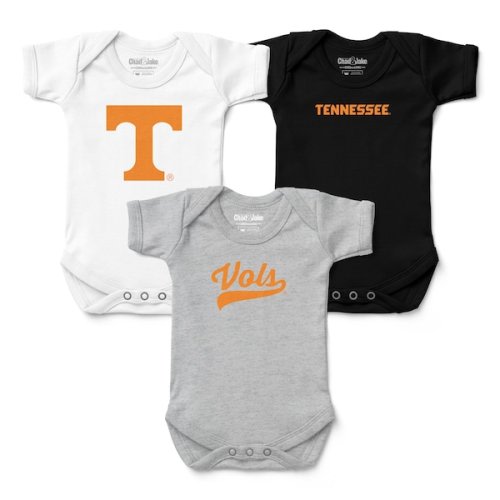 Newborn & Infant Chad & Jake White/Gray/Black Tennessee Volunteers Three-Pack Primary Logo Bodysuit Set