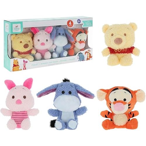 KIDS PREFERRED Disney Baby Winnie The Pooh 4 Piece Cuteeze Gift Set Plush Collector Set of Stuffed Animals, Winnie Piglet Eeyore & Tigger Baby Toy