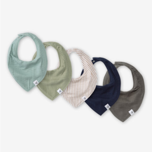 Burt's Bees Baby 5-Pack Bandana Bib Set with Snap Closure