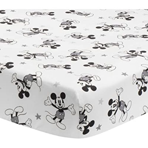 Lambs & Ivy Magical Mickey Mouse Cotton Fitted Crib Sheet - White, Disney