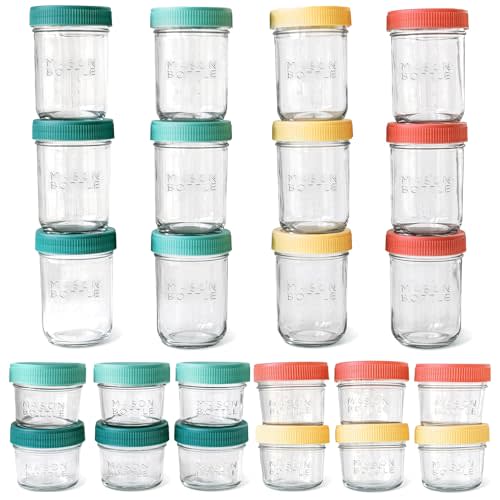 4oz & 8oz Mason Jars Breastmilk Storage Bundle - Reusable Glass Baby Food Jars with Lids - Airtight, Stackable, Freezable Glass Baby Food Containers, Milk Container for Baby Formula