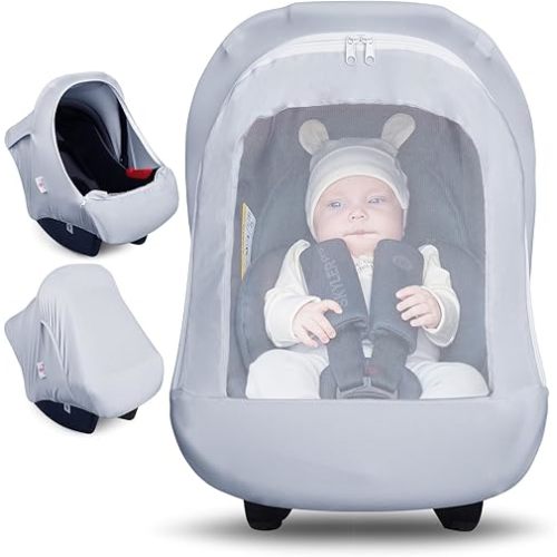 Metplus 2-in-1 Baby Car Seat Canopy, Multi Use Privacy Sun Shade, Protect Baby's Safety with Style, Infant Carrier Covers for Boys & Girls