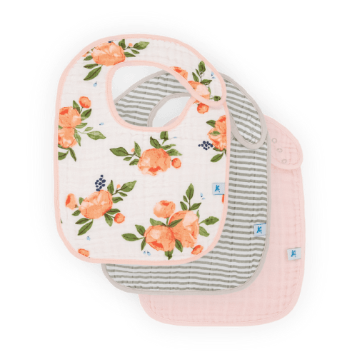 Little Unicorn Cotton Muslin Classic Bib 3 Pack - Watercolor Roses — buybuy BABY