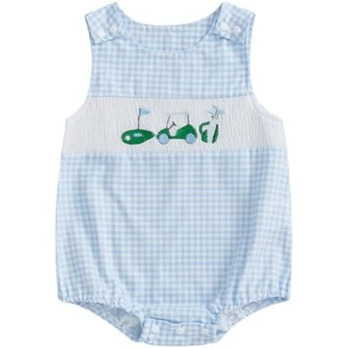 Summer Smocked Baby Boy Girl Clothes Newborn Golf Bubble Romper Sleeveless Overalls Infant Boys Girls Outfits