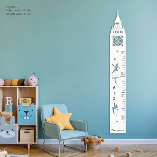 Peter Pan themed growth chart Personalized ruler for kids Baby height chart Nursery decor Neverland growth chart ruler Big Ben growth chart