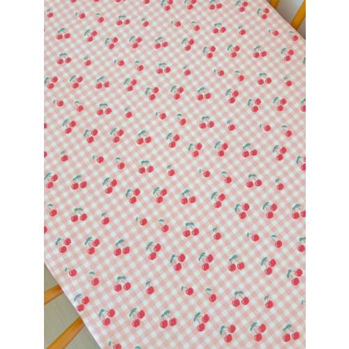 Gingham Cherries / Muslin Crib Sheet