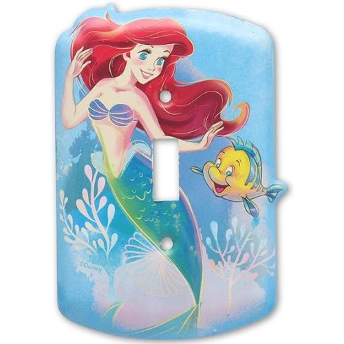 Disney The Little Mermaid Metal Light Switch Plate - Ariel Switch Plate Decoration for Kids' Bedroom or Play Room