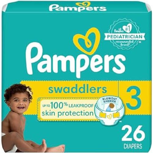 Pampers Swaddlers Diapers - Size 3, 26 Count, Ultra Soft Disposable Baby Diapers