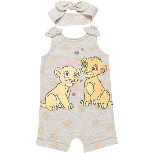 Disney Minnie Mouse Winnie the Pooh Lion King Lilo & Stitch Simba Romper and Headband Newborn to Toddler