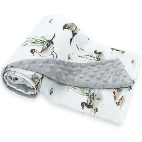 LifeTree Minky Baby Blankets for Newborn, Soft & Lightweight Swaddle Blankets, Muslin Front and Dotted Fleece Backing Receiving Bed Throw Blanket Unisex, 31X40 Inches, Baby Girl & Boy Blanket, Duck