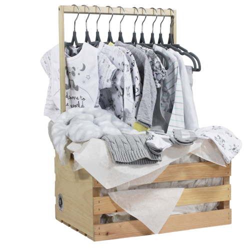 33 Piece Gender Neutral Infant Clothing Baby Shower Wardrobe Gift Crate
