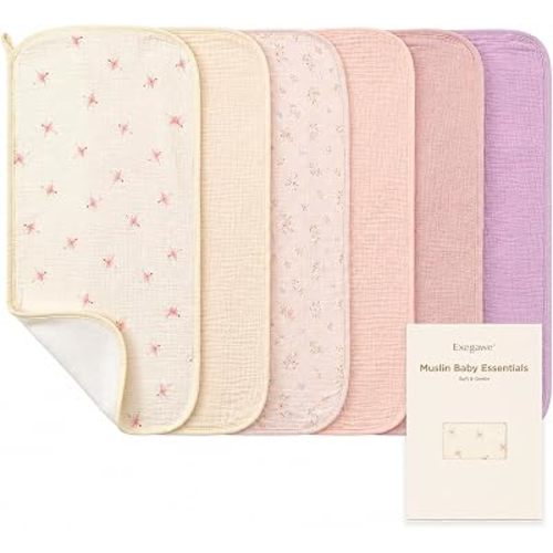 Exegawe Baby Muslin Burp Cloths 6 Pack, 20 x 11 in(Ballet Flower Set)