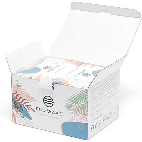 Eco Wave Baby Wipes, 100% Compostable Eco-Friendly Bamboo Wipes, Unscented, Hypoallergenic, Vegan, Alcohol-Free, Suitable For Sensitive Skin (Pack of 6)