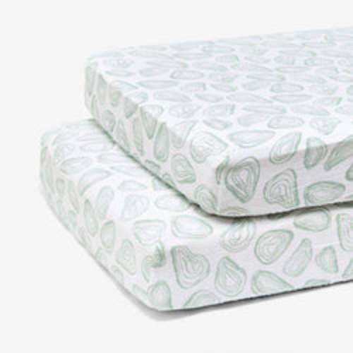 Organic Cotton Crib Sheet (x2) by Lewis - Oyster in Agave