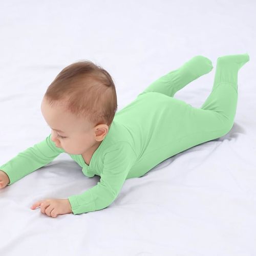 GUISBY Rayon Baby Footed Pajamas with Mitten Cuffs,Soft Long Sleeve Romper 0-18 Months