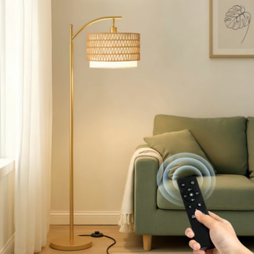 Wrought Studio™ Kashaan Rattan Floor Lamp & Reviews | Wayfair