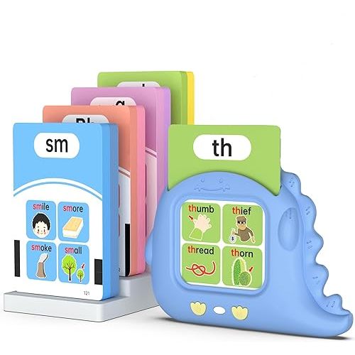 Phonics Talking Flash Cards for Toddlers 2-8, Learn to Read in 20 Stages, Digraphs CVC Blends Long Vowel Sounds Spelling Reading, Kindergarten First Second Grade Homeschool Educational Study Activity