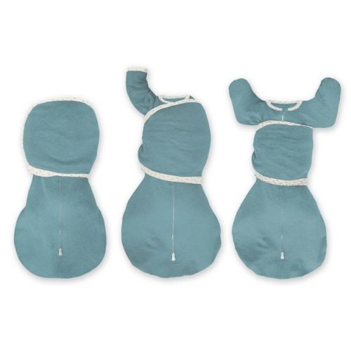 SwaddleDesigns Baby Omni Swaddle Sack with Wrap, Arms Up Elbow Length Sleeve - Heathered Teal 0-3m: Cotton Fabric, Two-Way Zipper, Built-in Mittens