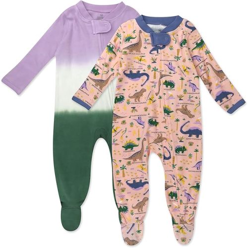 HonestBaby Baby 2-Pack Holiday Sleep and Play Footed Pajamas