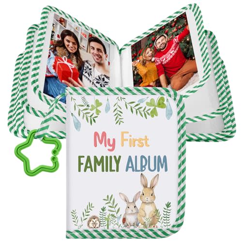 My First Family Album for Baby Holds 17 4x6 Pictures Baby Photo Album Soft Cloth Book for Kids Toddlers Family Memory Gift