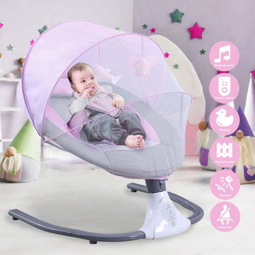 HAOUUCYIN Electric Baby Swing, bluetooth Music Infant Bouncer with 12 Lullabies for Boys Girls, Pink