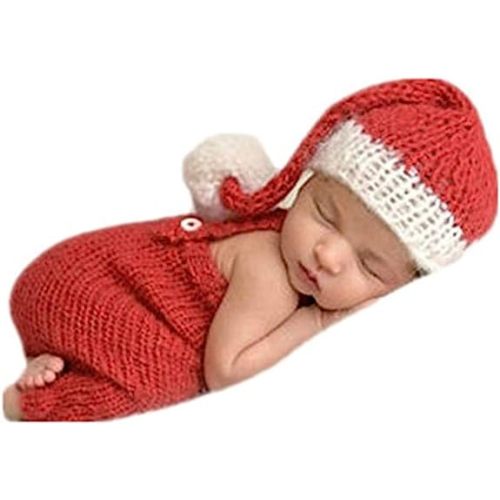 Newborn Monthly Baby Photo Props Christmas Hat Pants for Boy Girls Photography Shoot