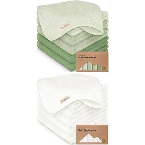 KeaBabies 6-Pack Baby Washcloths - Soft Washcloth, Baby Wash Cloths for Newborn, Kids, Bath Baby Towels, Face Towel, Face Cloths for Washing Face