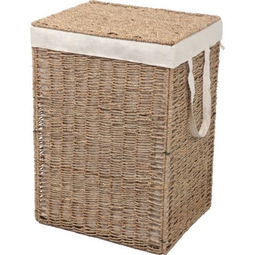 Reed Handwoven Seagrass Laundry Hamper with Lid and Removable Liner, Natural