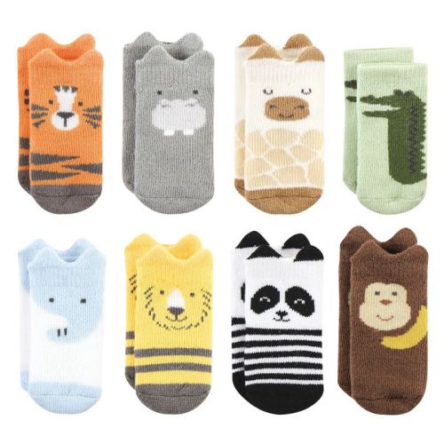 Hudson Baby Infant Boy Cotton Rich Newborn And Terry Socks, Zoo Animals, 6-12 Months