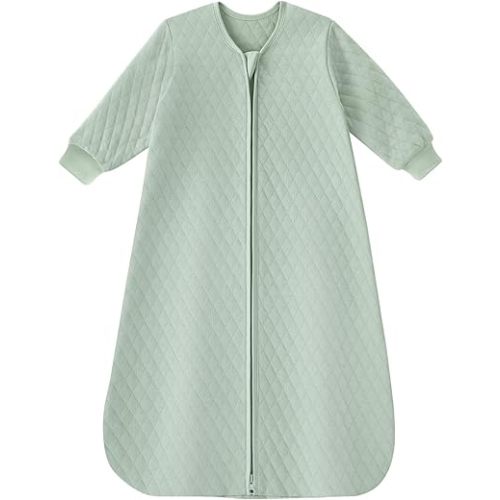 Yoofoss Baby Sleep Sack 1-6 Months 1.0 Tog Long Sleeve Sleep Sack Organic Cotton Wearable Blanket for Newborns 2-Way Zipper Quilted Sleeping Sacks(Small)
