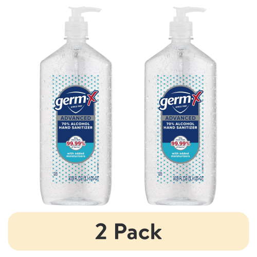 (2 pack) Germ-X Advanced Hand Sanitizer with Pump, Alcohol & Moisturizers, Original Fresh Scent, 33.8 fl oz.