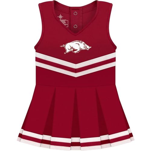 College Baby NCAA Officially Licensed Cheerleader Bodysuit Dress - Team Logo, Multiple Colors, for Baby Girls - (0-24 Months)