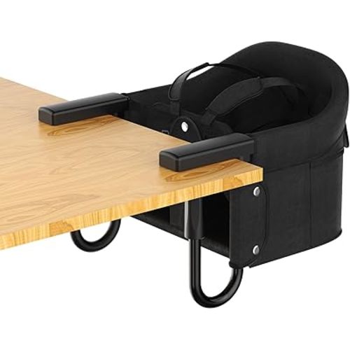 Portable Hook On High Chair for Babies & Toddlers from 6-36 Months,Clip On Baby Seat for Table,Fits Tables 0.8" to 3.5" Thick,Easy Clean Feeding Chair with Carry Bag for Travel,Black