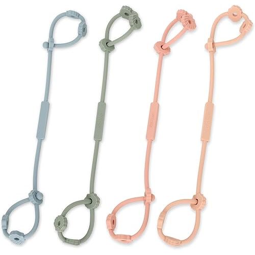 Toy Safety Straps, Socub Silicone Adjustable Baby Pacifier Teether Straps, 4pcs Toddler Toy Bottle Harness Straps for Strollers, High Chair, Cribs, Bags, BPA Free, Multi Colors