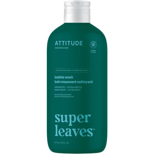 ATTITUDE Bubble Bath, EWG Verified, Plant and Mineral-Based, Dermatologically Tested, Vegan Body Care Products, Extra Gentle, Unscented, 16 Fl Oz