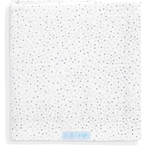 QuickZip Crib Extra Zip-On Sheet (SecureFit Wraparound Base Not Included) - Faster, Safer, Easier Baby Crib Sheets - Gray Dot 100% Cotton - Fits All Standard Crib Mattresses