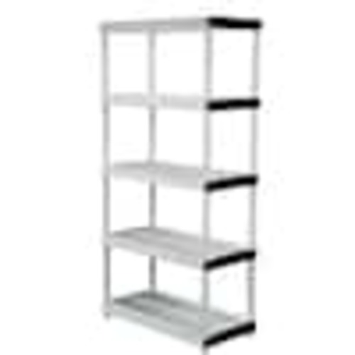 HDX 5-Tier Easy Assembly Multi-purpose Plastic Garage Storage Shelving Unit in Gray (36 in. W x 72 in. H x 18 in. D) 127932