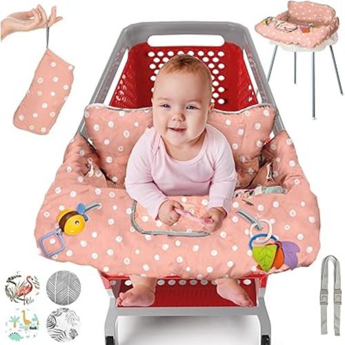 Shopping Cart Cover for Baby PILLANI, Baby Registry Items, High Chair Cover for Restaurant Seat, Grocery Cart Cover for Baby Girl/Boy, Buggy Covers for Babies, Toddler Cart Cover