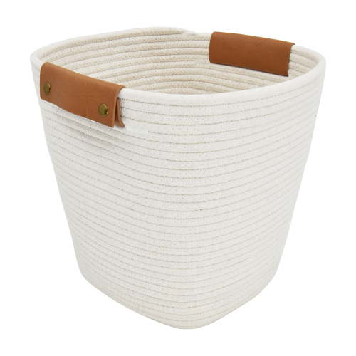 "Better Homes & Gardens Cotton Rope Storage Basket, Medium White, 10.75"" x 10.75"" x 10.75"