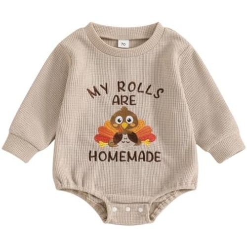 Thanksgiving Baby Girl Boy Outfit Newborn Bubble Romper Fall Winter Infant Long Sleeve Sweatshirt Top Cute Clothes