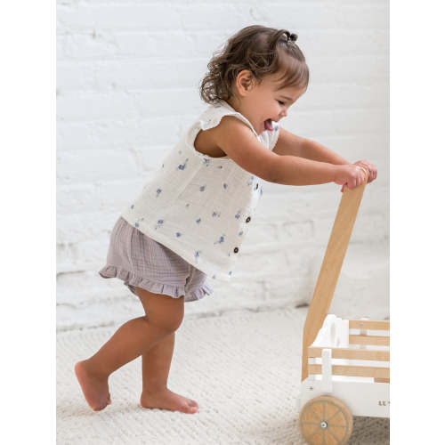 Tessa Muslin Button Front Ruffle Sleeve Top