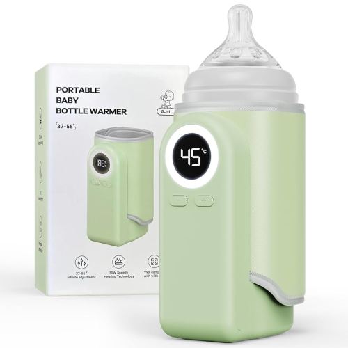 Portable Bottle Warmer for Travel,Fast-Heating & Precise Temperature Milk Warmer,USB-C Fast Charging for Breast Milk/Formula Milk Warming, Fit Car, Airplane & On The Go Bottle Warmer (Green)