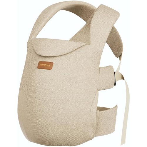 Momcozy Newborn Carrier WeeSnug- Lightweight and Cozy Comfort for 7-25 lbs, Ergonomic Cross-Back Support, Effortless to Put On, Hands-Free Baby Carrier with Lumbar Support, Khaki