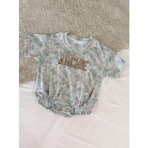 Kids Camo Bubble with Custom Name | Personalized Baby Onesie | Boy Summer Outfit