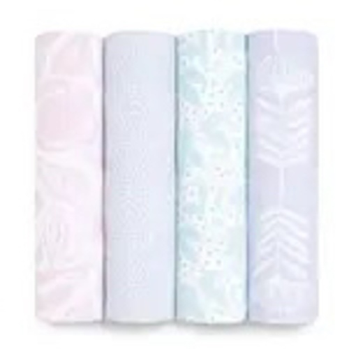 Pink& Purple Cotton Muslin Swaddle 4pk | aden + anais