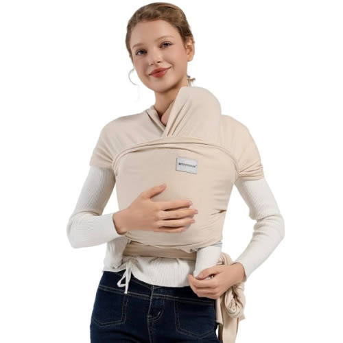 Baby Wraps Carrier, Baby Carrier Wrap Newborn Sling 7-35lbs, Baby Wearing Wrap Newborn Wrap Carrier, Baby Sling Carriers for Newborn and Infant, Beige