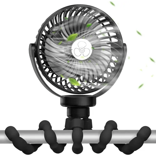 VASG Battery Operated Stroller Fan, Portable Handheld Mini Fan Clip on Fan with Flexible Tripod, USB or Battery Powered Desk Fan, 3 Speeds and Rotatable Personal Fan for Car Seat, Crib, computer fan