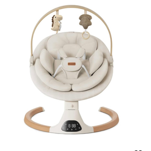 Baby Swings for Infants, Monamii Baby Swing, Infant Swing with 5 Speeds, 10 Lullabies, Electric Swing for Baby, Indoor & Outdoor Use (Beige)