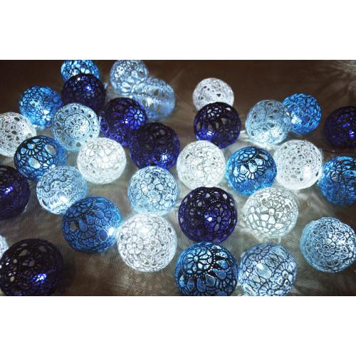 String Lights Fairy Lights Wedding Lighting Night LED Lights Bedroom Decor lamps 20 Crocheted blue shades balls garland light